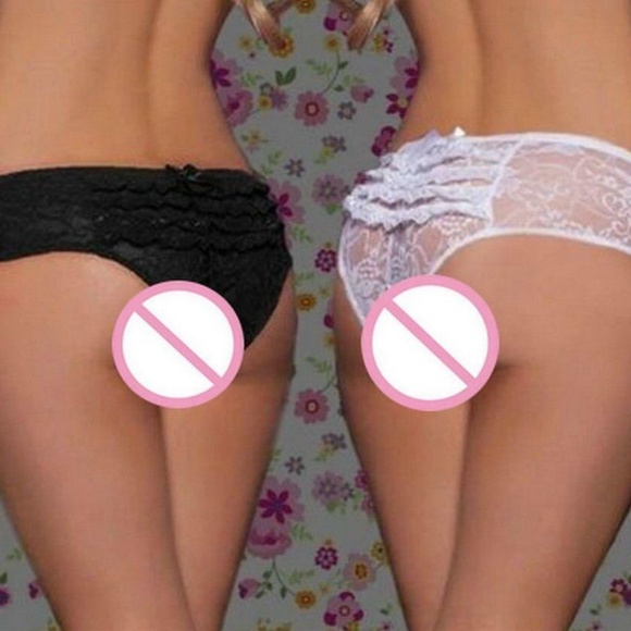 White  Full Lace Crotchless Plus size Panties. 26" to 36" waist - Picture 2 of 7